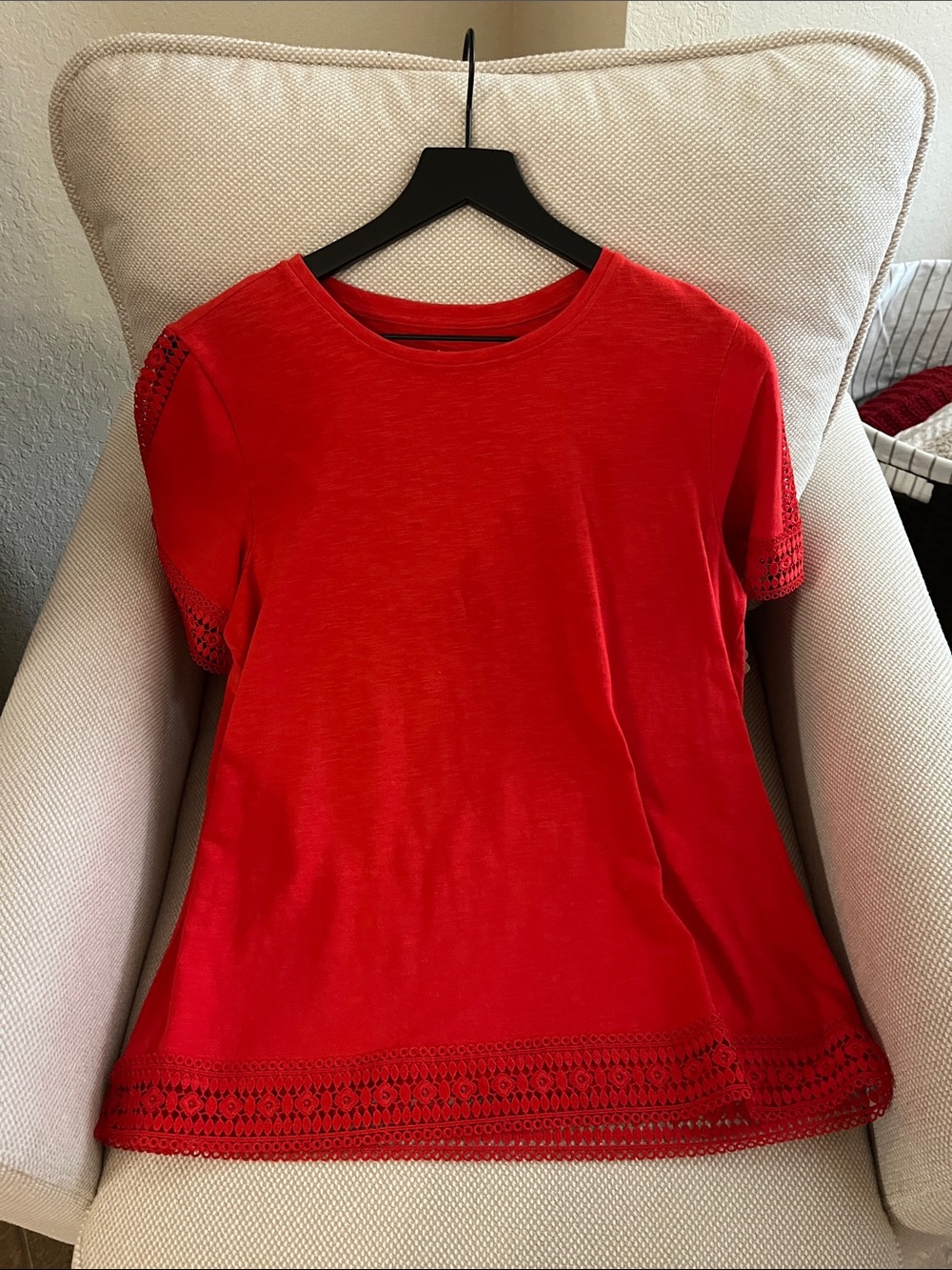 St John’s Bay Red Short-Sleeve Tee with Eyelet Trim